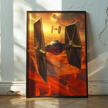 Imperial Tie-Fighter Starship Poster for Star Wars Fans, Sci-Fi Wall Decor, Galactic Empire Art, Gifts for Dad 