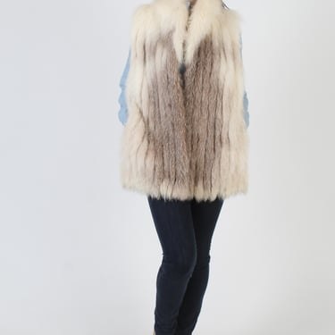 80s Saga Apres Ski Vest, Plush Arctic Fox Fur Jacket, Womens Real Ski Coat 