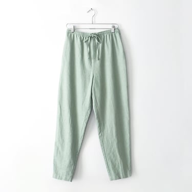 vintage linen & cotton drawstring waist easy pants 