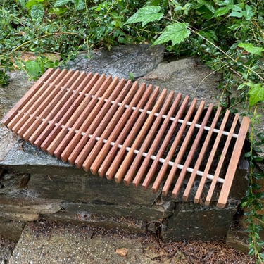 Vintage Teak Danish Modern Drying Rack Tray XL Long Mid-Century Oval Form like Dansk Quistgaard 