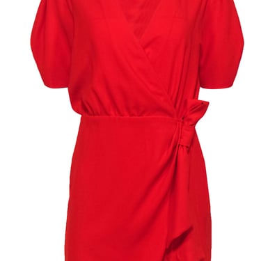 The Kooples - Red Puff Sleeve Wrap Dress Sz 10