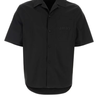 Versace Men Black Poplin Shirt