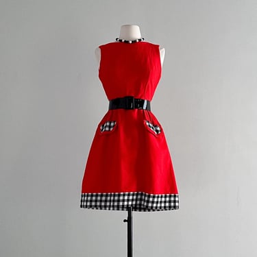 Amazing 1960's Red Hot 1960's Mini Dress / Sz S