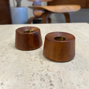 Japanese teak candleholders