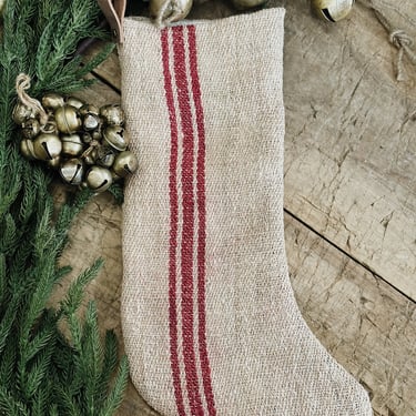 Vintage European Grain Sack Christmas Stockings 