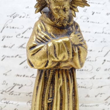 Vintage Saint Joseph Santos with Halo,  Bronze Coated Religious Statue 