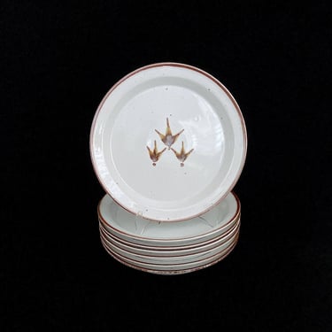 Vintage Speckled Stoneware Earthenware White Brown Mist WHISPER DANSK 10.25" Dinner Plates Denmark Neils Refsgaard Modern Design 