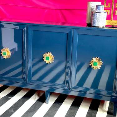 Modern Lacquered Credenza in Navy 60