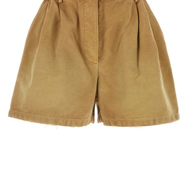 Prada Women Camel Canvas Shorts