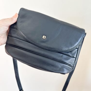 Vintage 1980s Navy Leather Cross Body Bag 