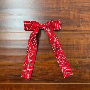 1960s Red Bandana Clip on Bow Tie 