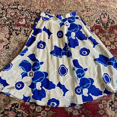 Vintage ‘80s graphic floral print midi skirt, Japanese label, S/M 