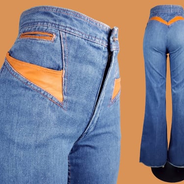 1970s Big Yank Double Zipper Well Faded Bell Bottom Jeans – THE
