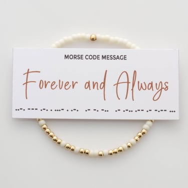 Forever and Always Morse Code Bracelet | Wedding Gift | Hidden Message | Valentine's Day Gift for Wife | Anniversary Gift | Something Blue 