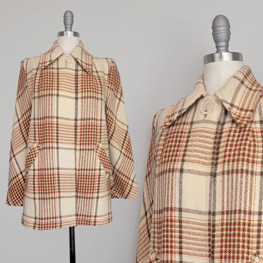 1940s Plaid Jacket / Swing Coat / Wool Plaid Jacket / 1940s Women's Jacket / 1940s Jacket / Size Medium 