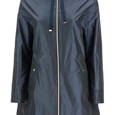 Herno Dark Blue Technical Taffeta Waterproof Parka With Hood Women