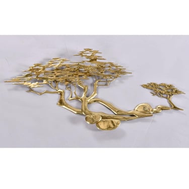 Vintage 1980 Bijan Gold Colored Brass Bonsai Tree Wall Sculpture 