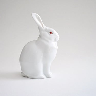 Herend porcelain rabbit figurine Natural white bunny for spring decor & Easter gift giving 