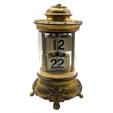 Late Victorian Gilt-Metal Plato Flip Numeral Carriag Mantel Clock, Germany 