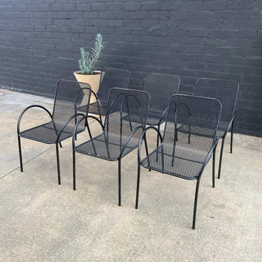 Set of 6 Vintage Metal Stackable Patio Chairs 