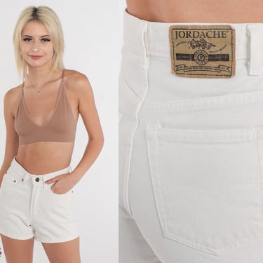 Jordache Denim Shorts 90s White Jean Shorts High Waist Jean Vintage Jean Hippie Shorts Tight 2xs xxs 