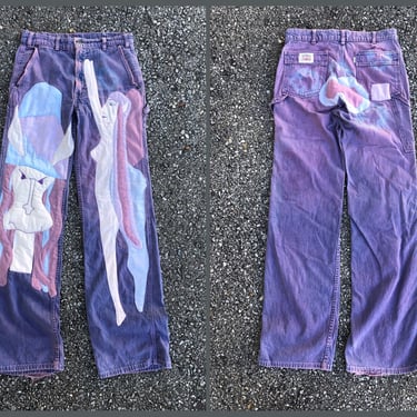 Vintage ‘80s OOAK customized LEVI’S jeans | quilted & tie dyed purple by textile artist, art to wear, Christmas gift 