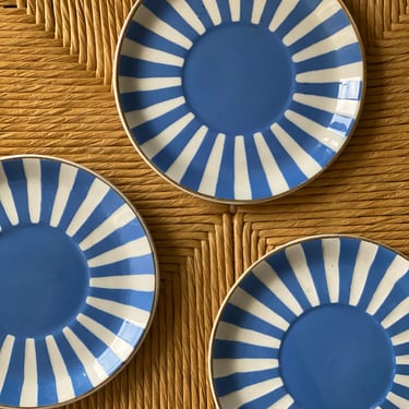 rare 1920s French Sarreguemines art deco striped plate set