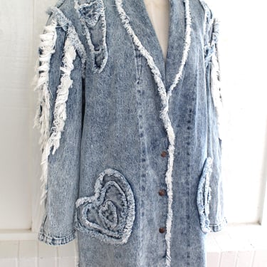 Denim - Hair-Band Honey - Shabby Chic - HEART - Denim Duster - by Shirley's Designs - Large/XL - Oversized 