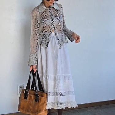 White Cotton Prairie Lace Skirt (S)