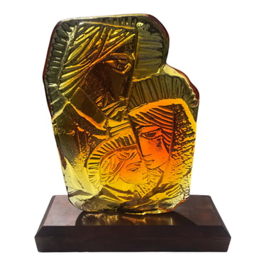 RARE • BLeNkO • DON SHEPARD “Holy Family” Tangerine Art Glass Sculpture 