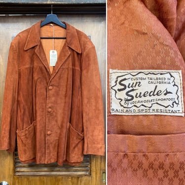 Vintage 1950’s Size XL Suede Hollywood Leisure Rockabilly Blazer Jacket, 50’s Rockabilly, Vintage Suede Top, Vintage Clothing 