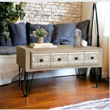 Beautiful Rustic Boho Inspired Coffee Table with Storage 