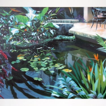 Tangled Reflection by David Kessler Serigraph Tropical Pond 