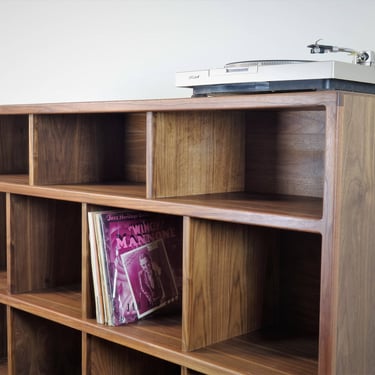 The " StudioK" is a mid-century modern stereo console for a record player and record storage 