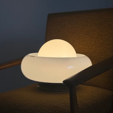 Vintage Harvey Guzzini Flush Mount Ceiling Light / Meblo UFO Lamp / Space Age Wall Sconce / Italian Design / 1970s 