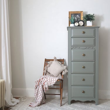A Tall + Slender Chest of Drawers in Magnolia Garden
