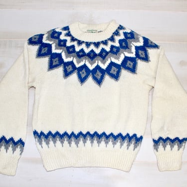 Vintage LL Bean Sweater, Fair Isle Sweater, Wool Sweater, Nordic Sweater, Ski Sweater, Crewneck, Chunky, Oversized, 80s 