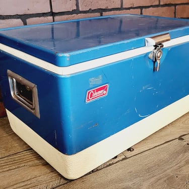 Retro Blue Metal Coleman Cooler 