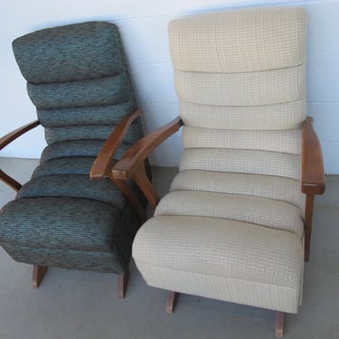 Upholstered Midcentury Rocking Caterpillar Chairs Made in Portland Oregon (Sold Individually) 