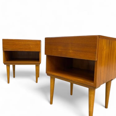 Vintage Teak Nightstand Pair 