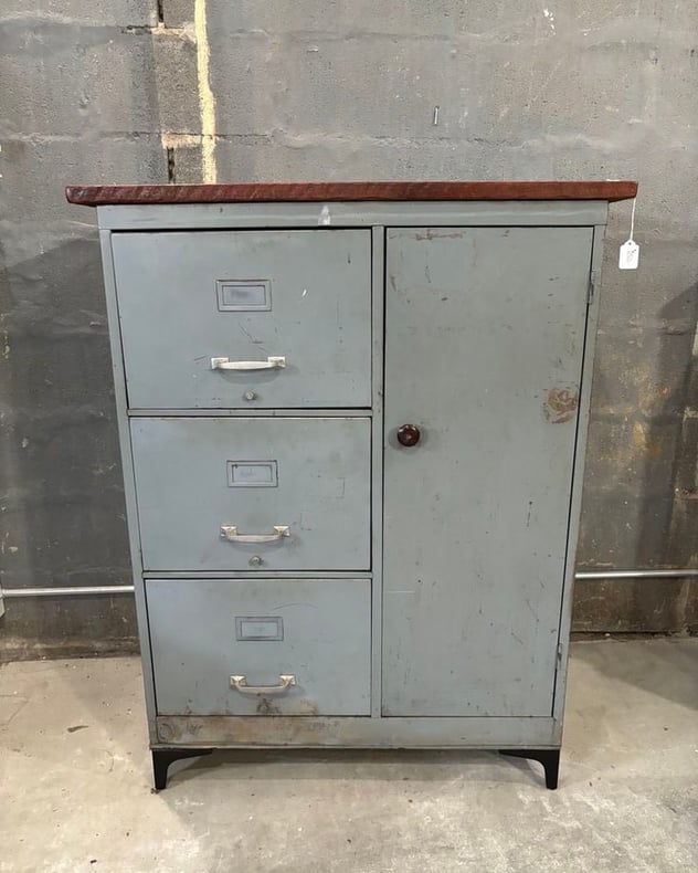 Grey metal cabinet 35 x 19 x 45” Call 202-232-8171 to purchase
