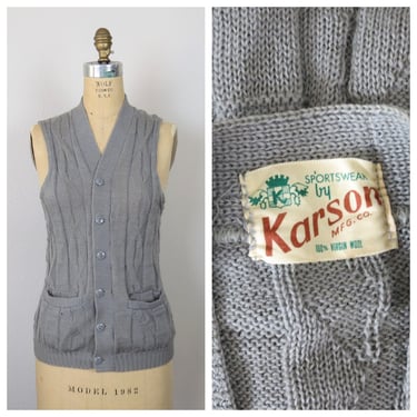 Rare vintage 1930s wool cable knit sweater vest, size small 