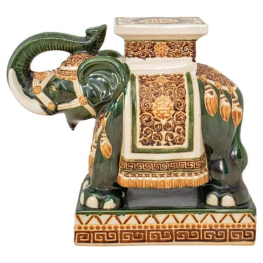 Green Elephant Ceramic Garden Seat