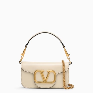 Valentino Garavani Locò Small Shoulder Bag With Vlogo Signature Ivory Women