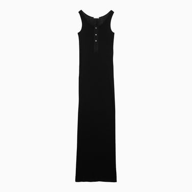 Ami Paris Black Cotton Long Dress With Buttons Women