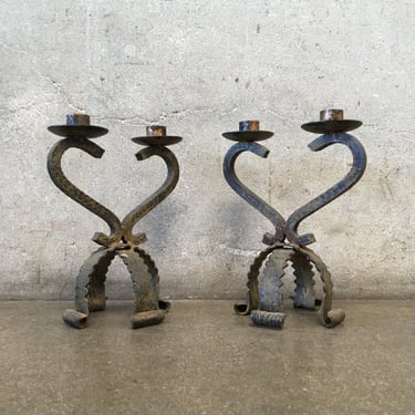 Pair of Brutalist Candle Holders