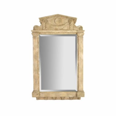 Vintage Sculptural Neoclassical Pediment Architectural Wall Mirror 