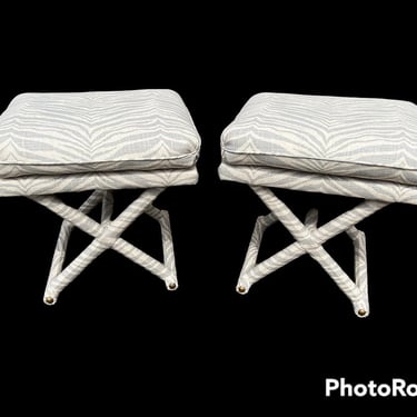 Vintage campaign stools / ottomans - all new foam and fabric 