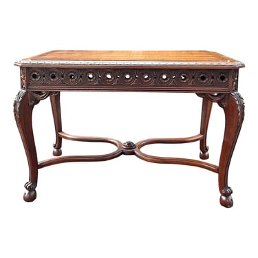 Vintage 1940s Carved Walnut French Coffee Table - Newly Refinished 