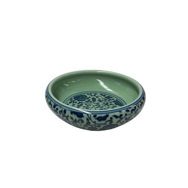 Chinese Celadon Blue Glaze Flower Porcelain Plate Bowl Display Art jk288E 